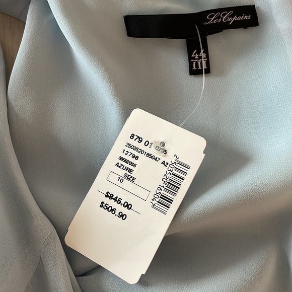 Les Copains Azure Blue Sleeveless Dress with Tiered Detailing at Waist - Picture 6 of 16